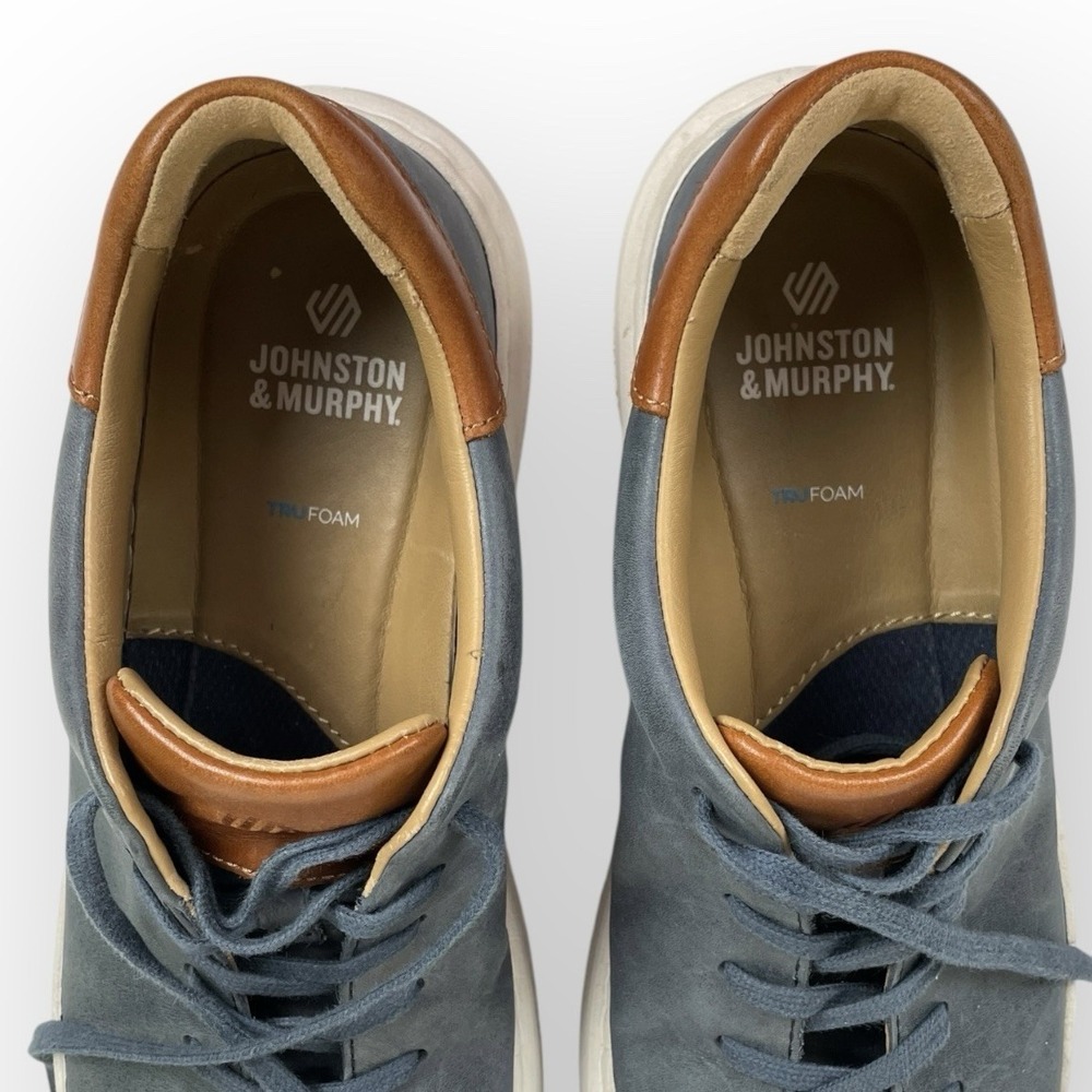 Johnston Murphy Anders Navy Leather Sneakers Mens 9M True Foam Nautical Preppy - Picture 6 of 9